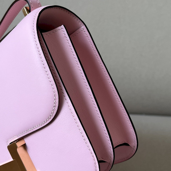 Hermes Constance 19 Ostrich Vert Vertigo (U4) Gold Hardware Light Pink