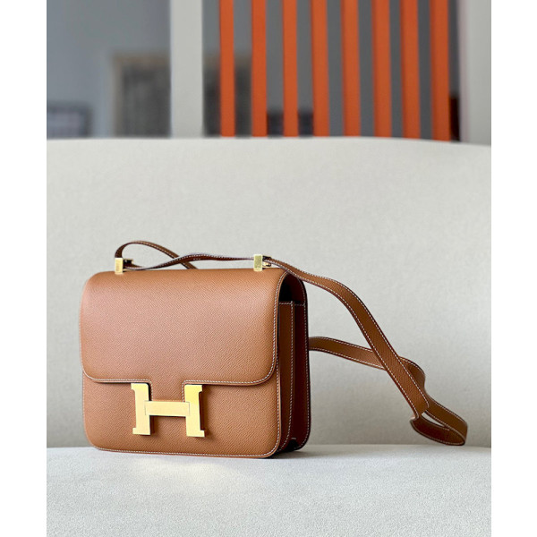 Hermes 24/24 Mini 21 Evercolor And Swift Craie (10) Palladium Hardware Brown