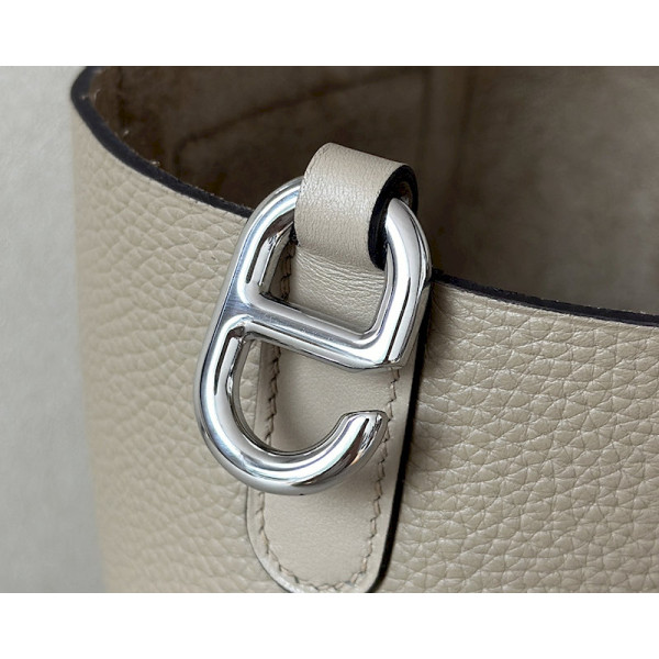 Hermes 24/24 Mini 21 Evercolor And Swift Etoupe (18) Palladium Hardware Beige