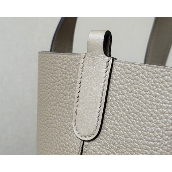 Hermes 24/24 Mini 21 Evercolor And Swift Etoupe (18) Palladium Hardware Beige