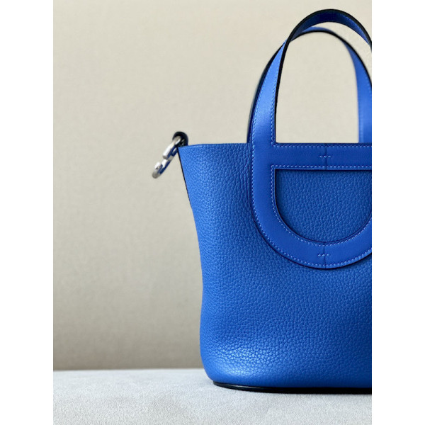 Hermes 24/24 Mini 21 Evercolor And Swift Gris Meyer (0L) And Nior(89)Palladium Hardware Dark Blue