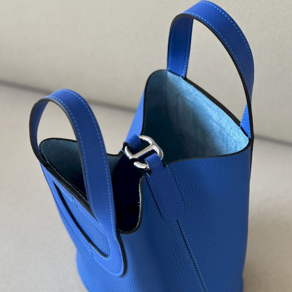 Hermes 24/24 Mini 21 Evercolor And Swift Gris Meyer (0L) And Nior(89)Palladium Hardware Dark Blue