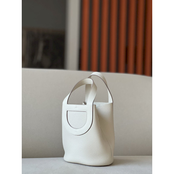 Hermes 24/24 Mini 21 Evercolor And Swift Nata (I2) And Gris Asphalte(M8)Gold Hardware White