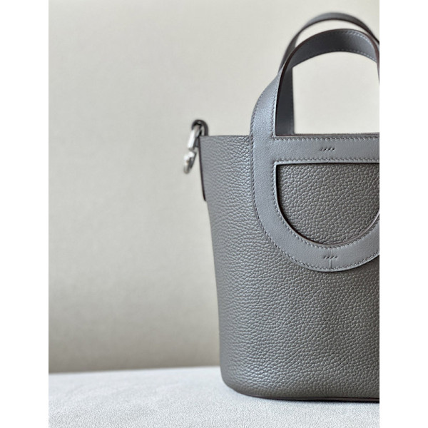 Hermes 24/24 Mini 21 Evercolor And Swift New Bleu Jean (D2) Gold Hardware Grey