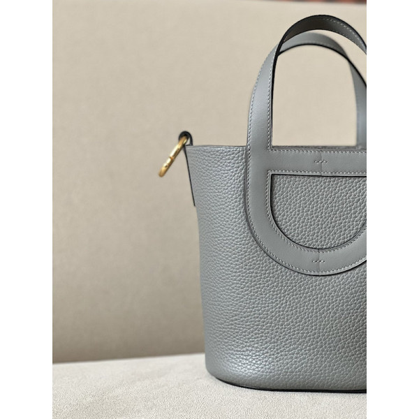 Hermes 24/24 Mini 21 Evercolor And Swift Vert Fizz (0S) Palladium Hardware Grey