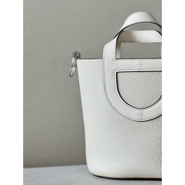 Hermes Birkin Hac a Dos PM Backpack Togo Vert Gris (C6) Palladium Hardware White