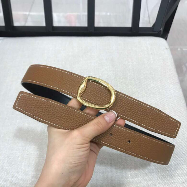 Hermes Mors belt gold oval buckle & Reversible leather strap 32 mm in brown and black