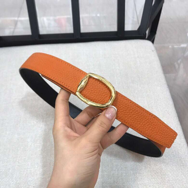 Hermes Mors belt gold oval buckle & Reversible leather strap 32 mm in orange and black