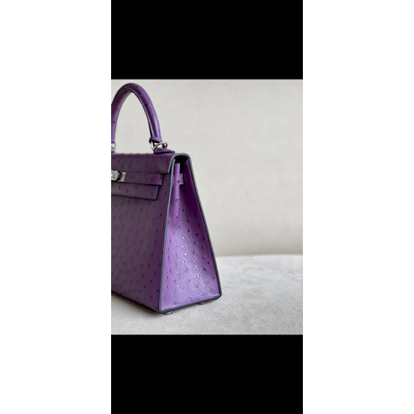 Hermes Kelly 25 Epsom Vert Fizz (0S) Silver Purple