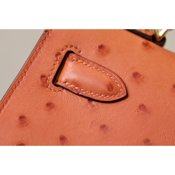 Hermes Kelly 25 Epsom Gris Meyer (0L) Gold Orange