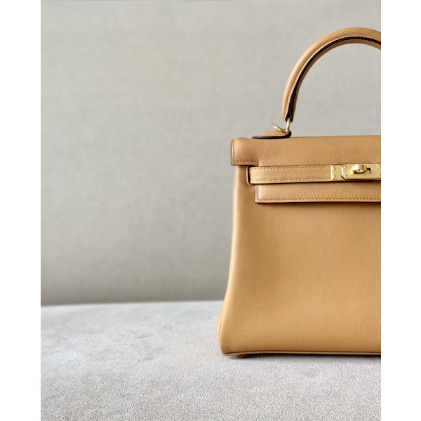 Hermes Kelly 25 Togo Gris Tourterelle(81) Palladium Hardware Yellow