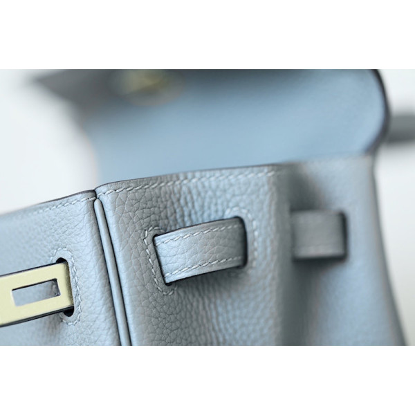 Hermes Kelly 25 Togo Vert Criquet (3I) Palladium Hardware Blue