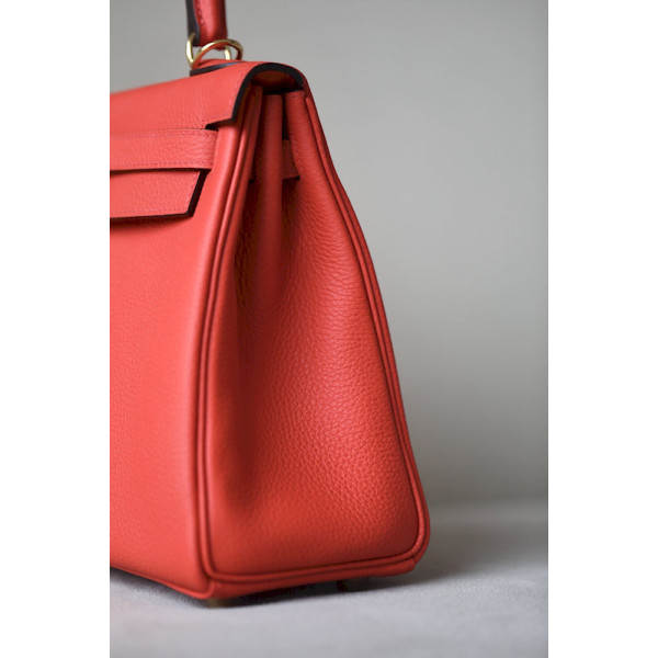 Hermes Kelly 25 Togo Sienne(4E) Gold Hardware Red