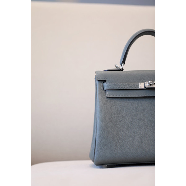 Hermes Kelly 28 Togo Gris Meye(0L) Palladium Hardware Blue