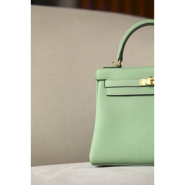 Hermes Picotin Lock 22 Clemence Pale(08) Palladium Hardware Green
