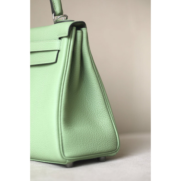Hermes Kelly 28 Togo Etoupe (18) Palladium Hardware Green