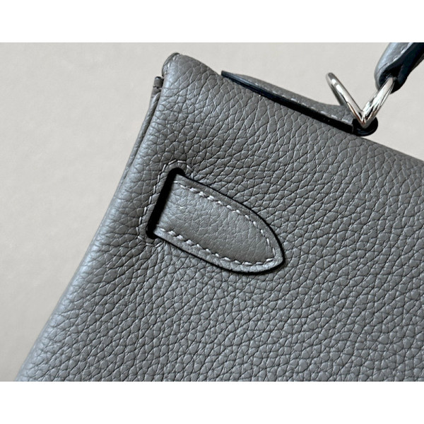 Hermes Kelly 25 Swift Gold (37) Palladium Hardware Dark Grey