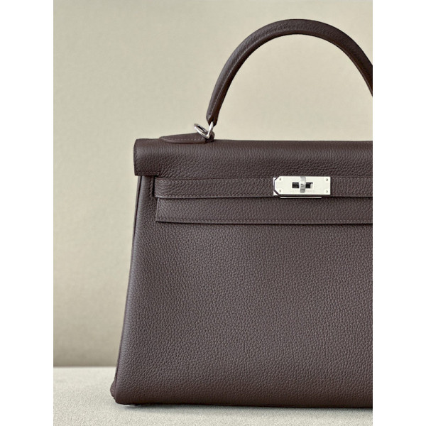 Hermes Kelly 25 Togo Graphite (88) Gold Hardware Dark Brown
