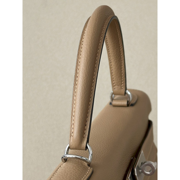 Hermes Kelly 25 Swift Nior (89) Palladium Hardware Dark Beige