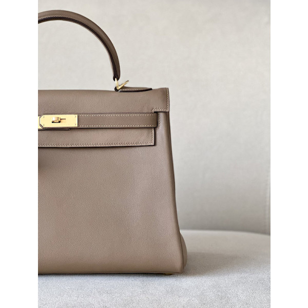 Hermes Kelly 25 Swift Mauve Pale (09) Palladium Hardware Elephant Grey