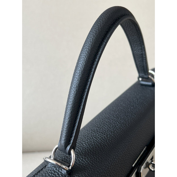 Hermes Kelly 25 Togo Gris Perle(80) Gold Hardware Black