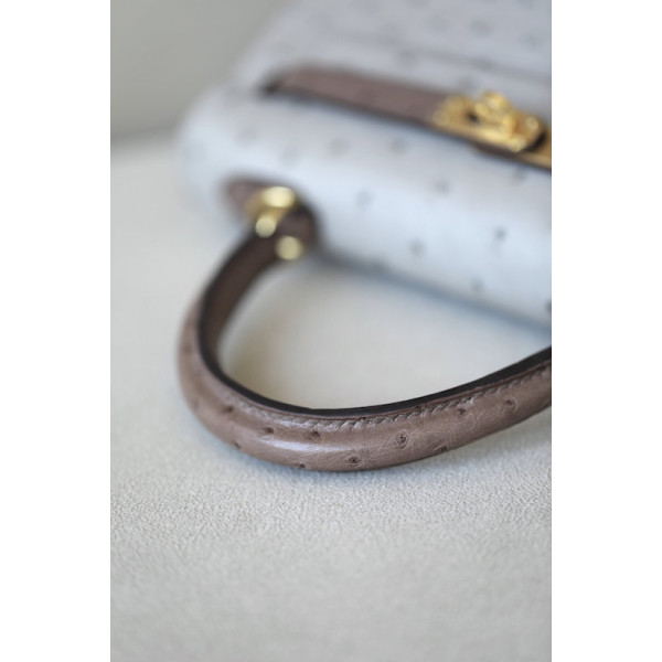Hermes Kelly 25 Epsom Rose Lipstick (U5) Palladium Hardware Pearl Grey
