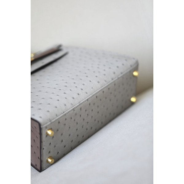 Hermes Kelly 25 Epsom Rose Lipstick (U5) Palladium Hardware Pearl Grey