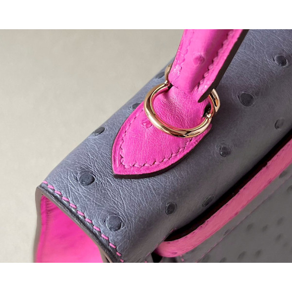 Hermes Kelly HSS 28 Epsom Bleu Saphir (73) and Bleu France (71) and Rouge Grenade(K1) Palladium Hardware Agate Grey and Tyrien Pink