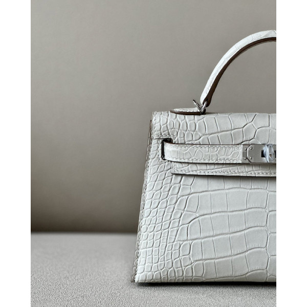 Hermes 24/24 Mini 21 Evercolor And Swift Anemone (P9) Palladium Hardware White