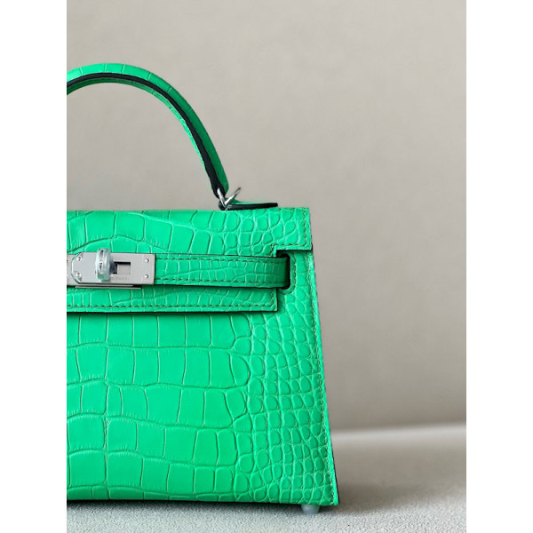 Hermes Kelly Mini Alligator Gold (37) Gold Hardware Green