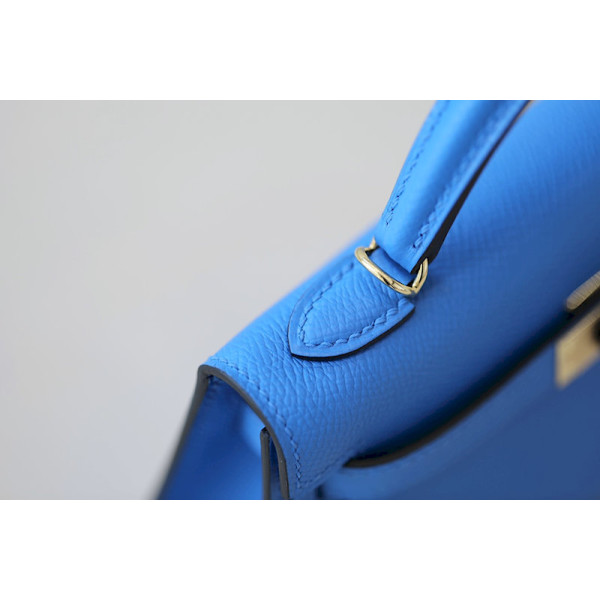 Hermes Kelly Mini Alligator Nior (89) Palladium Hardware Blue