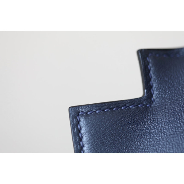 Hermes In-The-Loop 18 Swift Vermillon (5E) Palladium Hardware Navy Blue