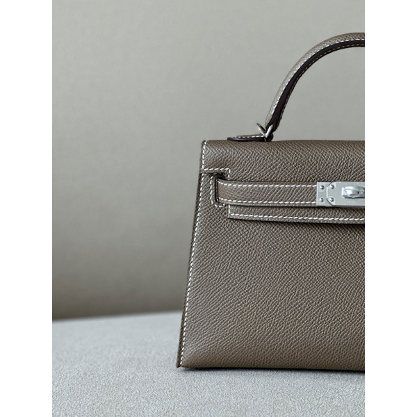 Hermes Kelly Mini Alligator Nior (89) Gold Hardware Dark Beige