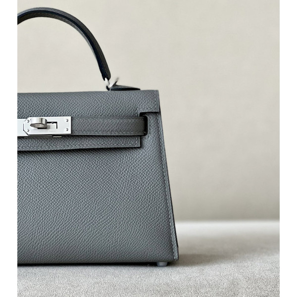 Hermes Kelly Mini Alligator Vert Fonce (67) Gold Hardware Grey