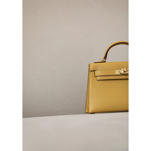 Hermes Kelly Mini Alligator Vert Fonce (67) Palladium Hardware Yellow