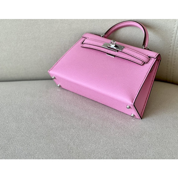 Hermes Kelly Mini Epsom Chai (0M) Palladium Hardware Pink