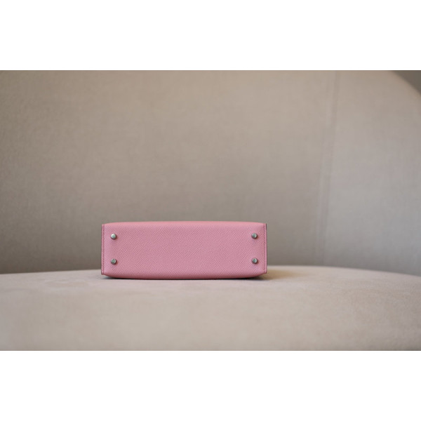 Hermes 24/24 Mini 21 Evercolor And Swift Etoupe (18) Gold Hardware Light Pink