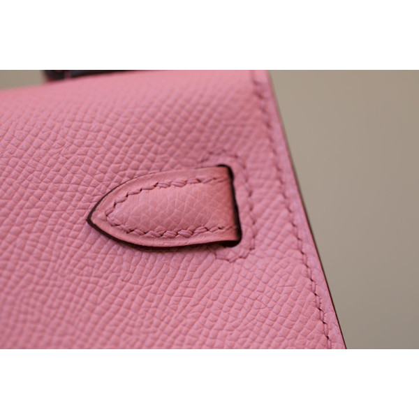 Hermes 24/24 Mini 21 Evercolor And Swift Etoupe (18) Gold Hardware Light Pink