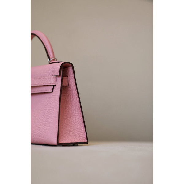 Hermes 24/24 Mini 21 Evercolor And Swift Etoupe (18) Gold Hardware Light Pink