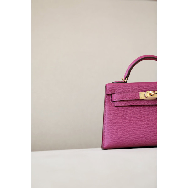 Hermes Kelly Mini Epsom Craie (10) Palladium Hardware Rose Pink
