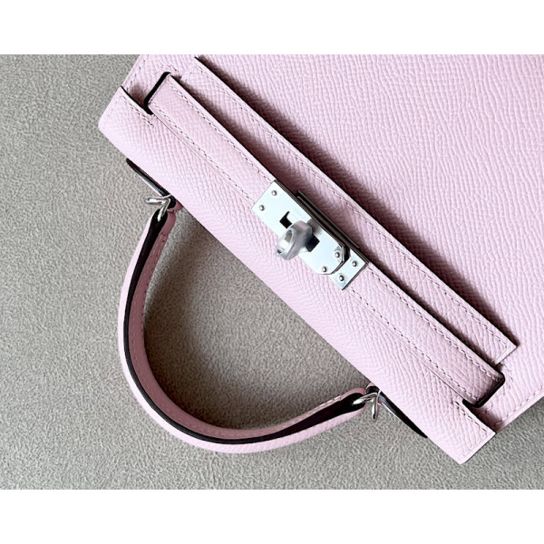 Hermes Kelly Mini Epsom Etoupe (18) Gold Hardware Light Pink