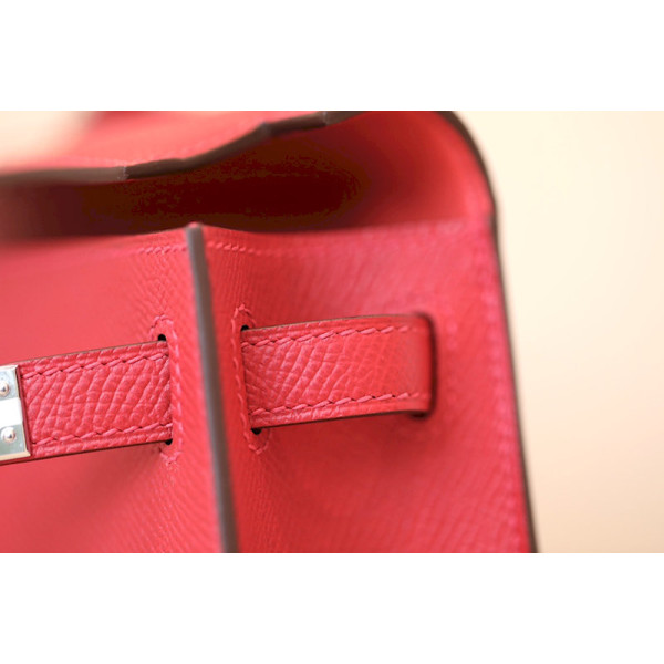 Hermes Kelly Mini Epsom Gris Asphalte (M8) Gold Hardware Red