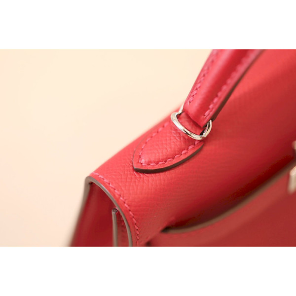 Hermes Kelly Mini Epsom Gris Asphalte (M8) Gold Hardware Red