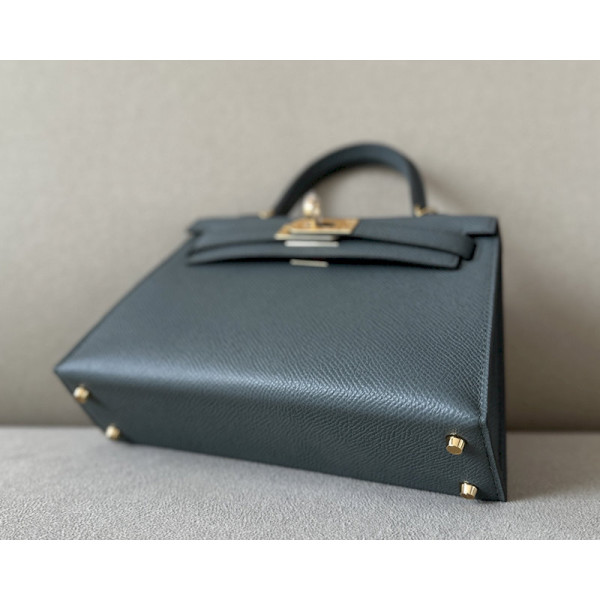 Hermes Kelly Mini Epsom Gris Mouette (4Z) Palladium Hardware Dark Grey