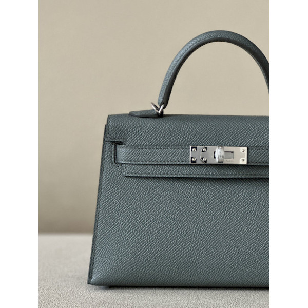 Hermes Kelly Mini Epsom Mauve Pale (09) Gold Hardware Dark Grey