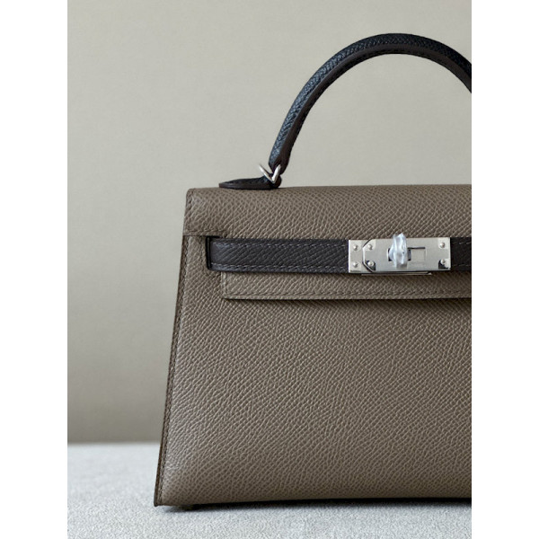 Hermes Kelly Mini Epsom Rose Pourpre (L3) Gold Hardware Dark Brown
