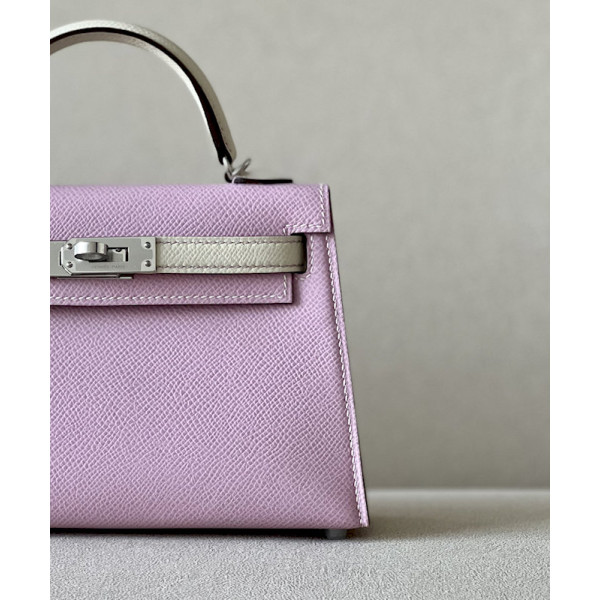 Hermes Kelly Mini Epsom Rose Sakura (3Q) Palladium Hardware Pink