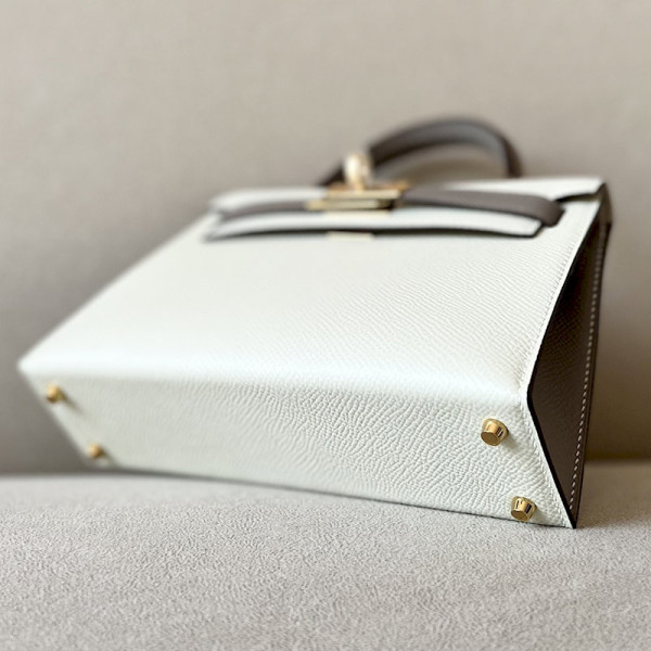 Hermes Kelly Mini Epsom Rose Jeipur (T5) Palladium Hardware White