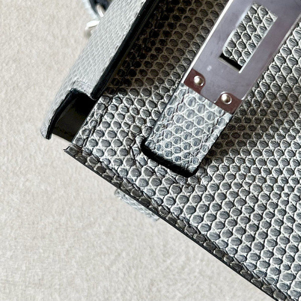 Hermes Kelly Mini Epsom Vert Amande (63) Gold Hardware Metallic Silver