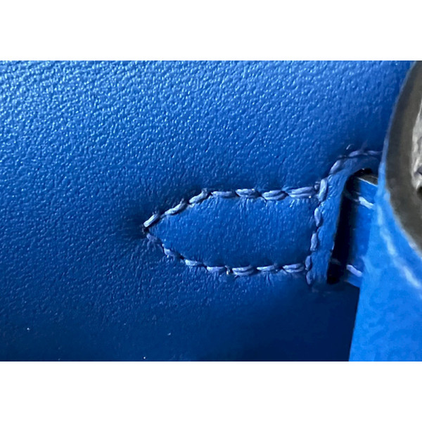 Hermes Kelly Mini Epsom Vert Amande (63) Palladium Hardware Dark Blue